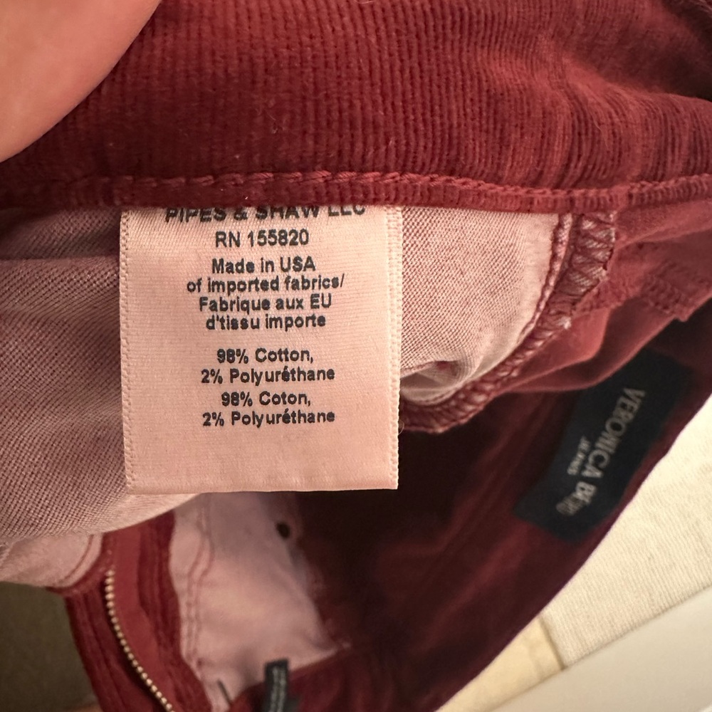 Veronica beard Carson cord high rise ankle flare in oxblood, size 27 - Picture 16 of 16